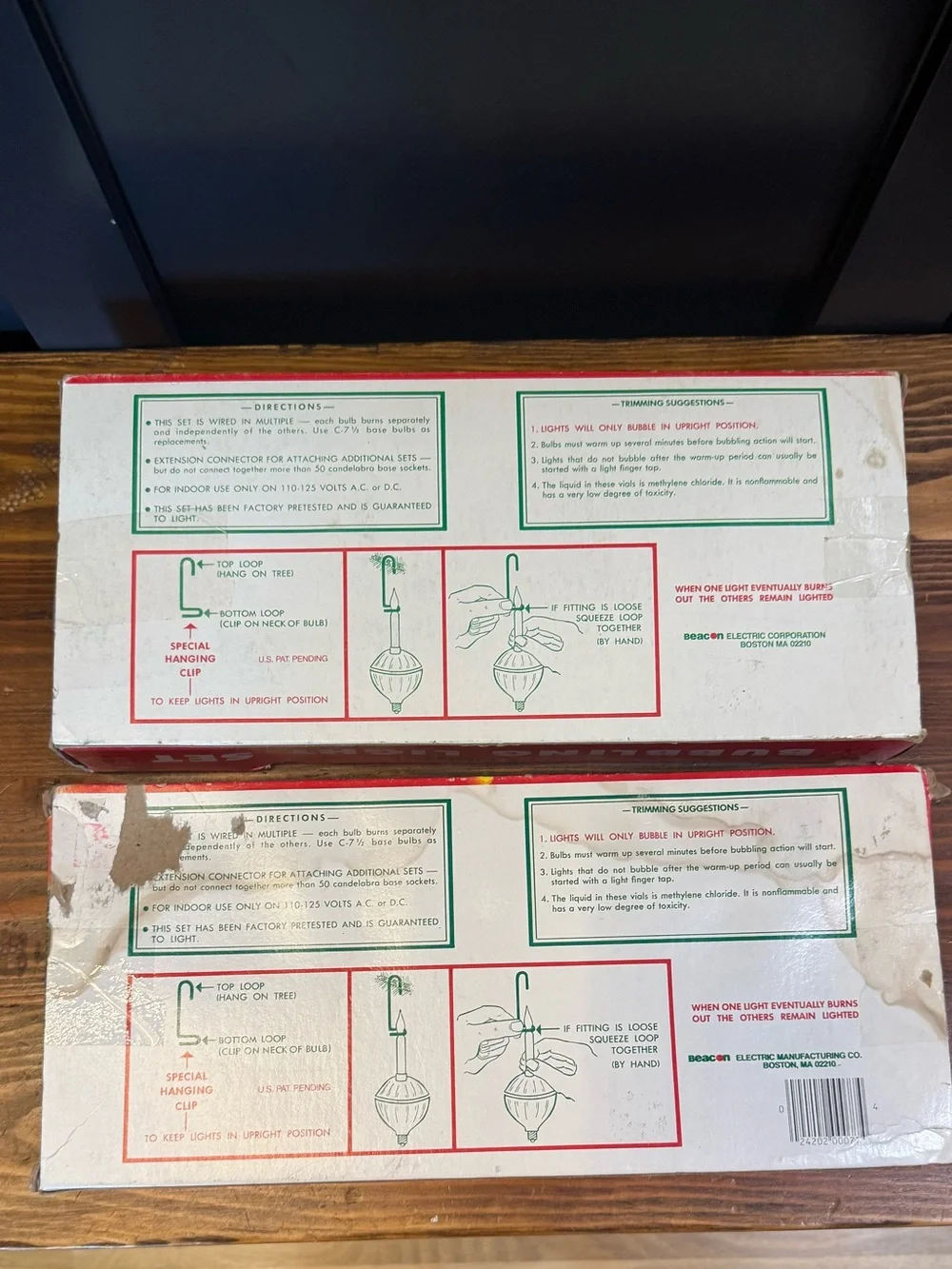 NOS 2 sets of 7 Beacon vintage colored bubble Christmas lights